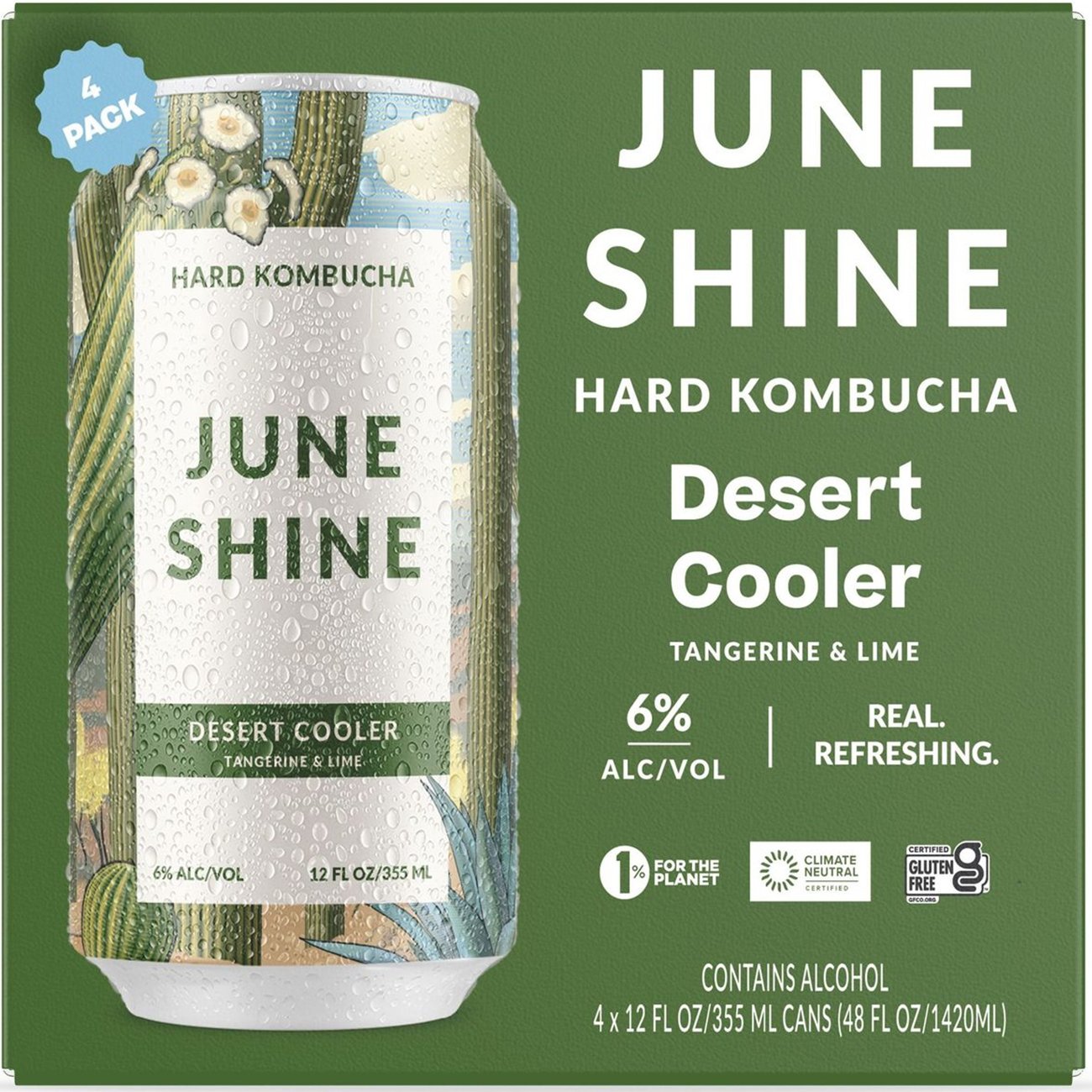 June Shine Desert Cooler Hard Kombucha - Tangerine & Lime 4 pk