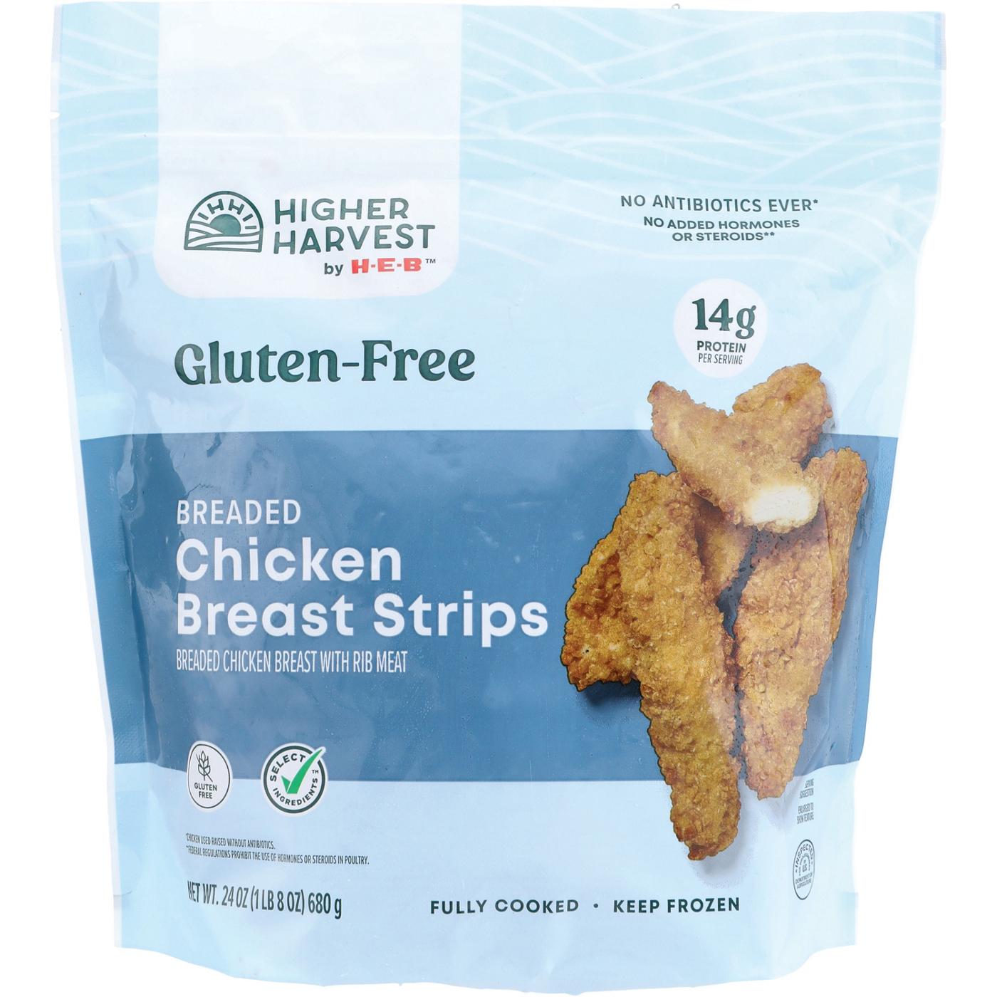 Higher Harvest by H-E-B Gluten Free Breaded Chicken Breast Strips - 14g Protein; image 1 of 7
