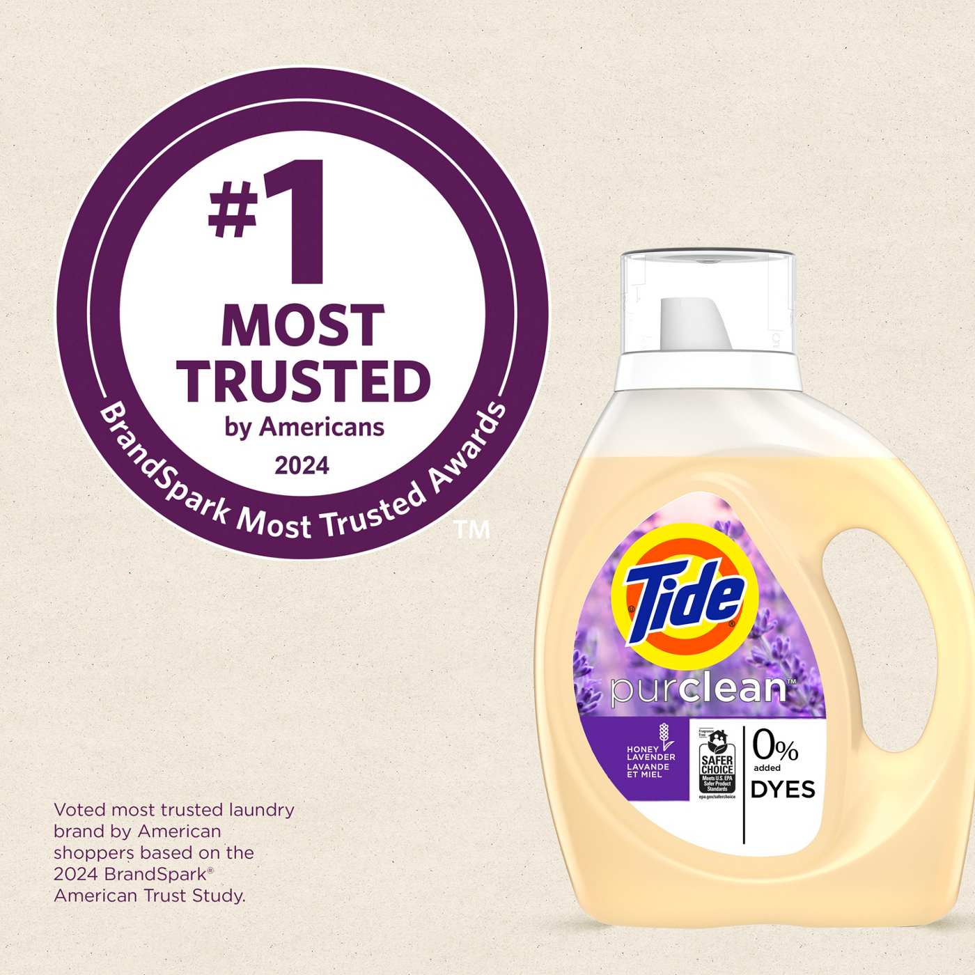 Tide Purclean Liquid Laundry Detergent, 48 Loads, Honey Lavender Scent; image 7 of 9