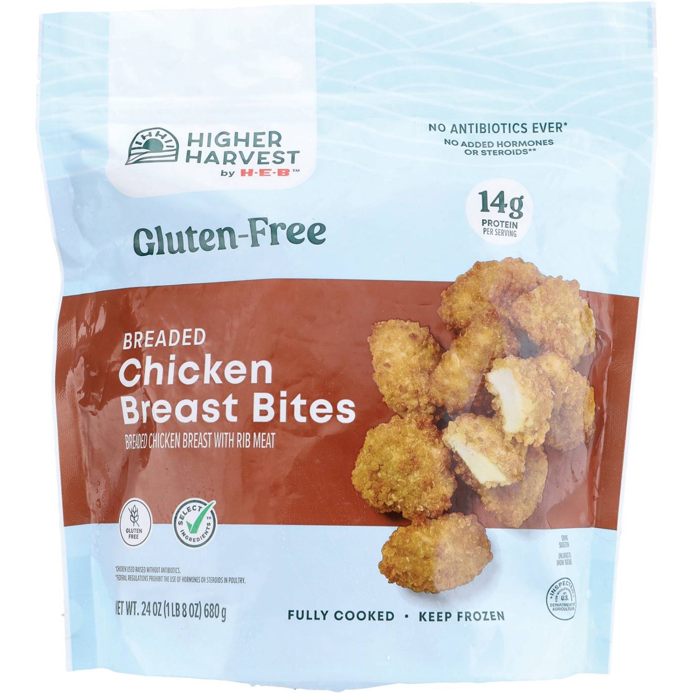 Higher Harvest by H-E-B Gluten Free Breaded Chicken Breast Bites - 14g Protein; image 1 of 7