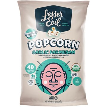 LesserEvil Organic Popped Popcorn - Garlic Parmesan, 4.6 oz