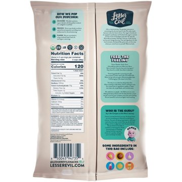 LesserEvil Organic Popped Popcorn - Garlic Parmesan, 4.6 oz
