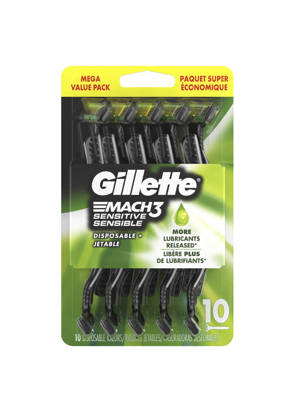 Gillette Mach 3-Blade Sensitive Men's Disposable Razors; image 1 of 4