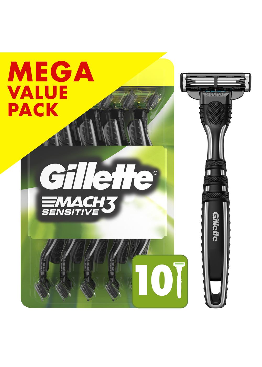 Gillette Mach 3-Blade Sensitive Men's Disposable Razors; image 4 of 4