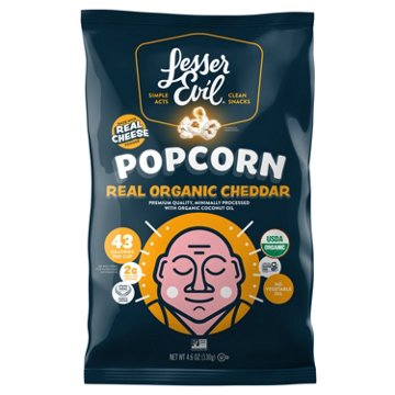 LesserEvil Organic Popped Popcorn - Real Cheddar, 4.6 oz