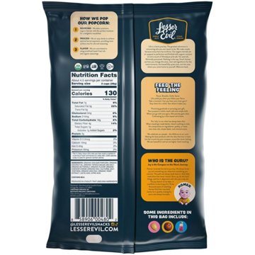 LesserEvil Organic Popped Popcorn - Cheddar, 4.6 oz