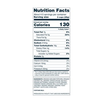 LesserEvil Organic Popped Popcorn - Cheddar, 4.6 oz