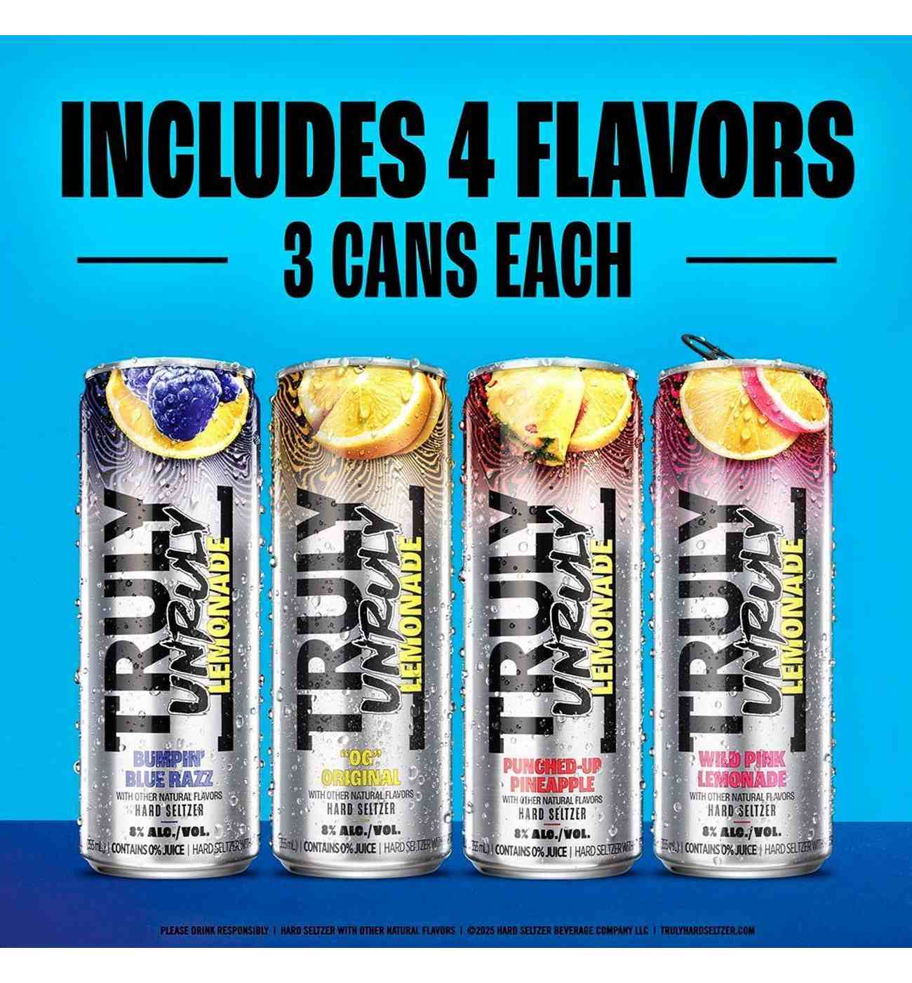 Truly Unruly Spiked & Sparkling Lemonade Hard Seltzer 12 pk Cans; image 3 of 4
