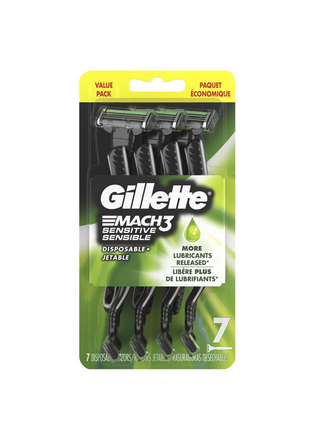 Gillette Mach 3-Blade Sensitive Men's Disposable Razors; image 1 of 4