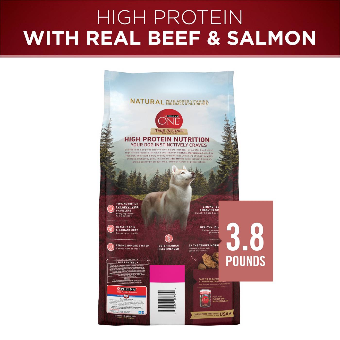 Purina ONE Natural High Protein Dry Dog Food Dry True Instinct - Real Beef and Salmon With Bone Broth; image 2 of 7