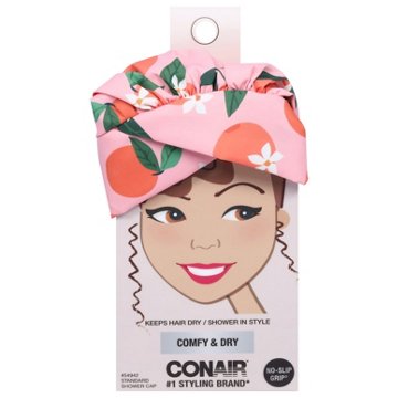 Conair No Slip Grip Shower Cap - Orange Blossom