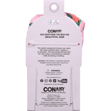 Conair No Slip Grip Shower Cap - Orange Blossom