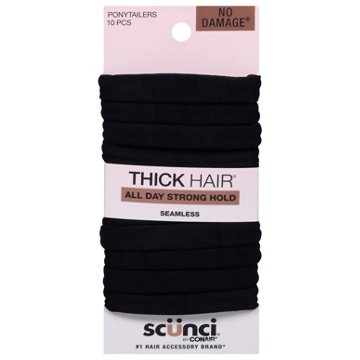 Scunci All Day Medium Hold Seamless Black Hair Ties, 10 ct