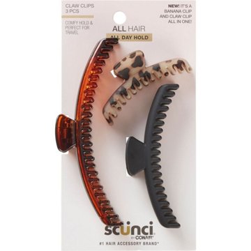 Scunci All Day Hold Skinny Claw Hair Clips - Assorted Sizes