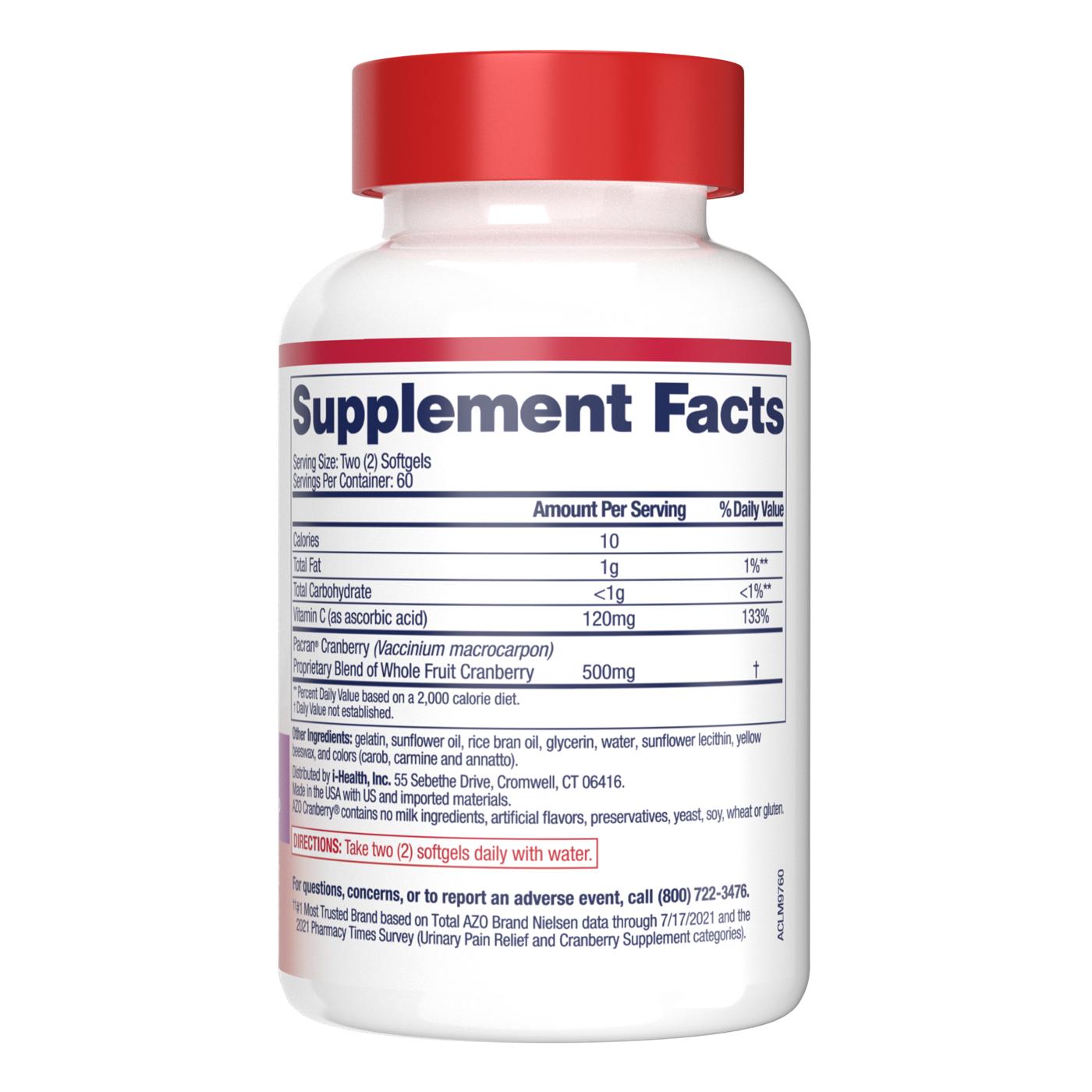 Azo Daily Cranberry Urinary Tract Health - Softgels; image 2 of 3