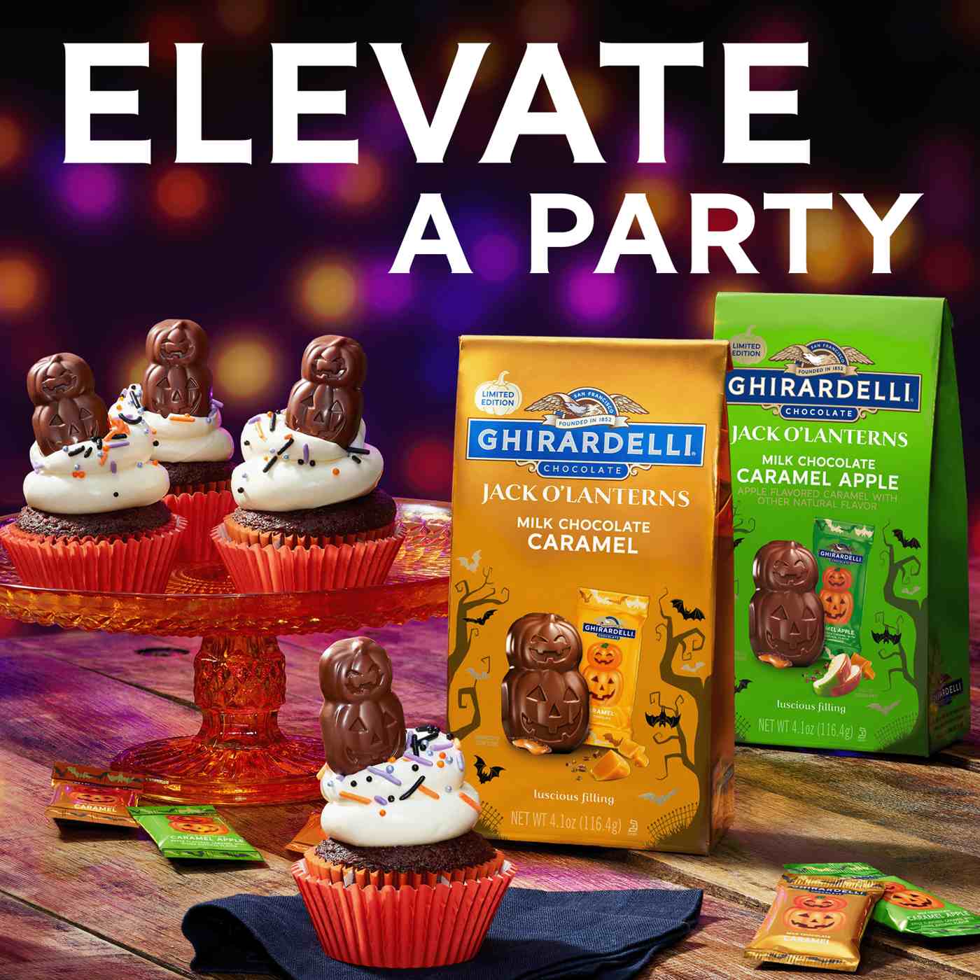 Ghirardelli Jack O'Lanterns Milk Chocolate Caramel Apple Halloween Candy; image 5 of 7