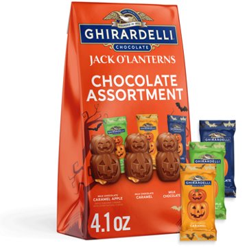 Ghirardelli Jack O'Lantern Chocolate Assortment Halloween Candy, 4.1 oz