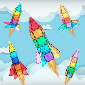 Picasso Tiles Rocket Booster Set, 32 pc