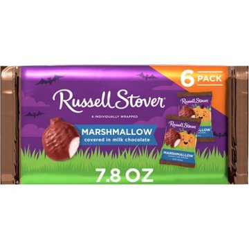 Russell Stover Pumpkins Milk Chocolate Marshmallow Halloween Candy, 6 pk, 7.8 oz