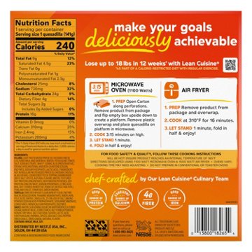 Lean Cuisine 16g Protein Mexican Style Beef & Cheddar Quesadilla Frozen Meal
