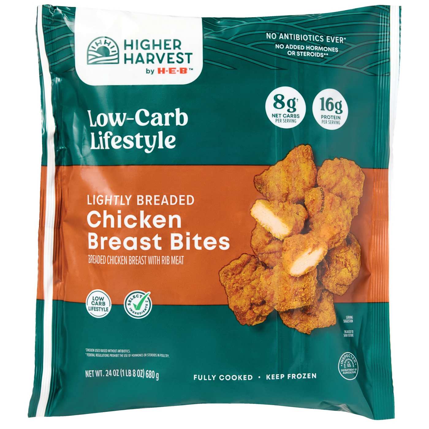 Higher Harvest by H-E-B Lightly Breaded Chicken Breast Bites - 16g Protein; image 1 of 5