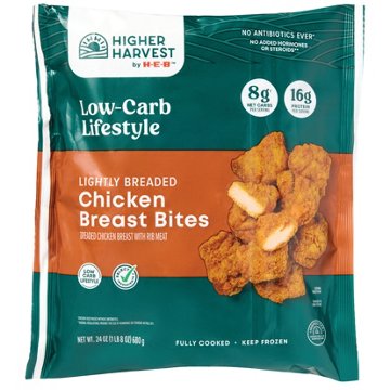 Higher Harvest by H-E-B Lightly Breaded Chicken Breast Bites - 16g Protein, 24 oz