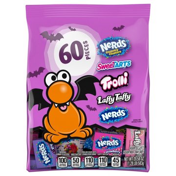 Nerds, SweeTARTS, Trolli & Laffy Taffy Assorted Halloween Candy, 60 pc