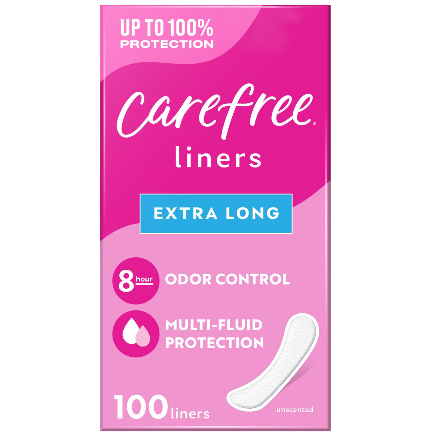 Carefree Panty Liners - Extra Long Liners, Unwrapped, Unscented; image 1 of 11