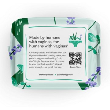 The Honey Pot 100% Organic Cotton Cooling Herbal Overnight Pads with Wings