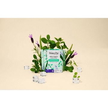 The Honey Pot 100% Organic Cotton Cooling Herbal Overnight Pads with Wings