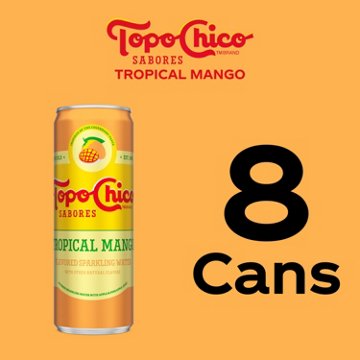Topo Chico Sabores Tropical Mango Flavored Sparkling Water 8 pk Cans