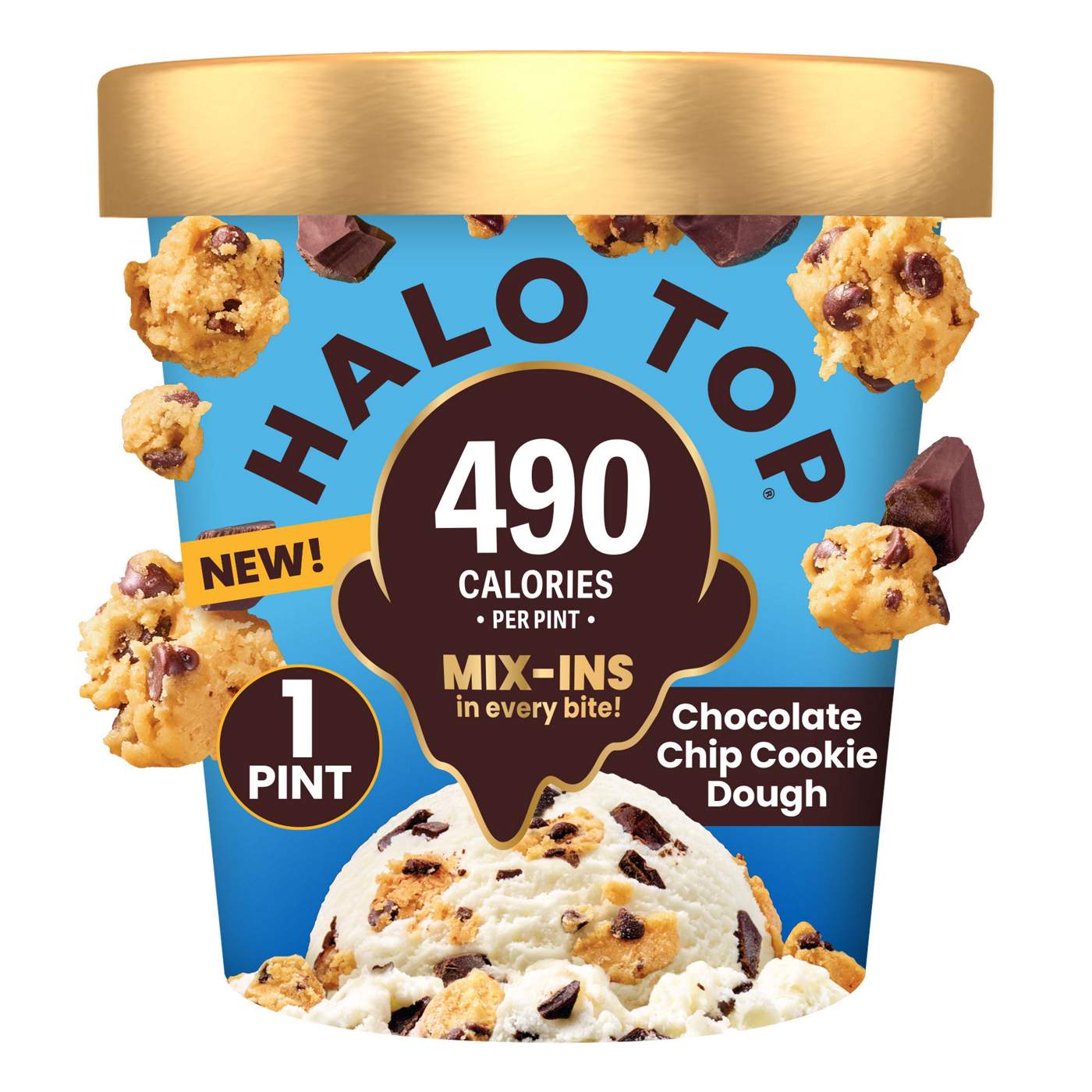 Halo Top Mix Ins 16g Protein Chocolate Chip Cookie Dough Light Ice Cream; image 1 of 4