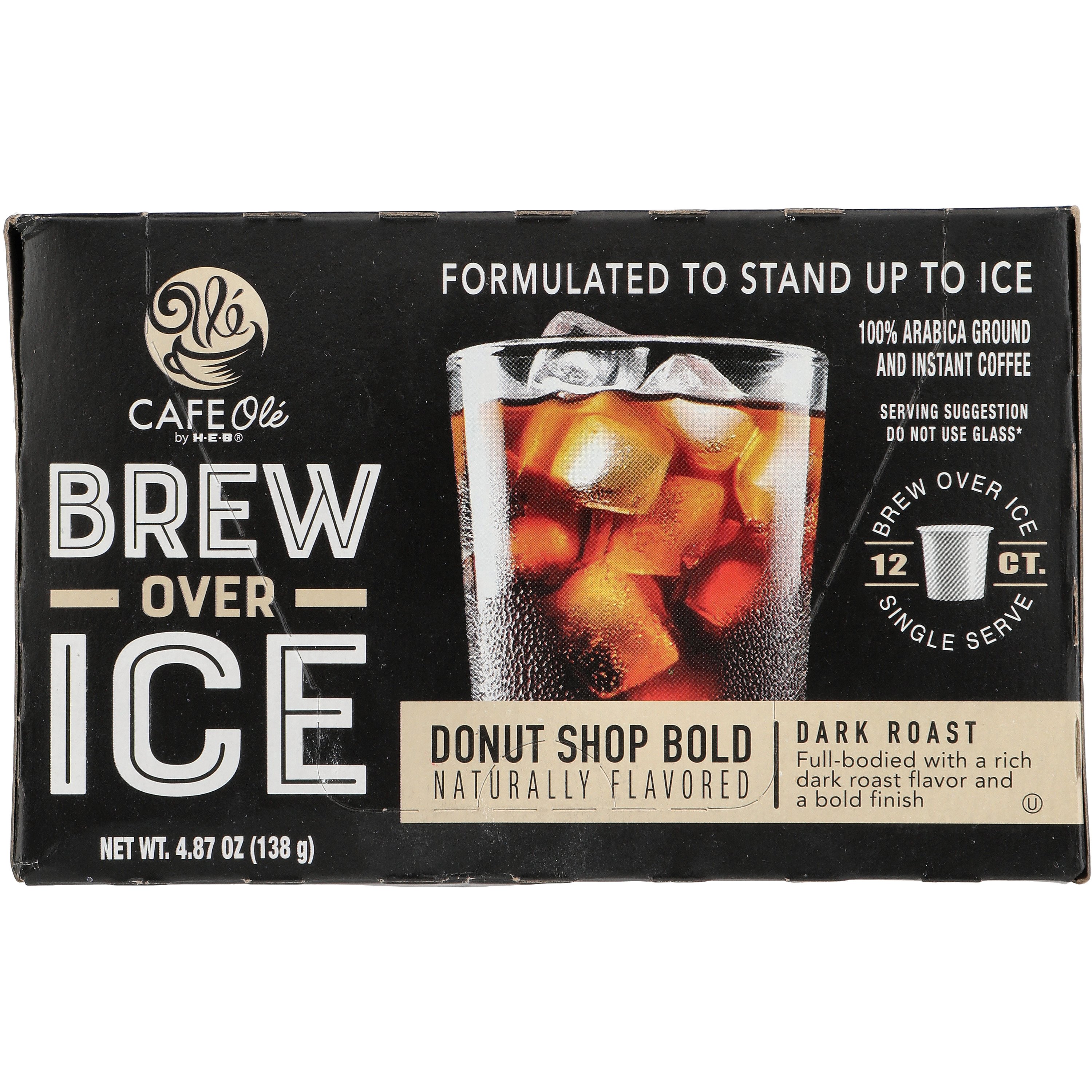CAFE Olé by H-E-B Donut Shop Bold Brew Over Ice Dark Roast Coffee Single  Serve Cups