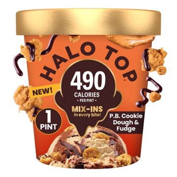 Halo Top Mix Ins 20g Protein P.B. Cookie Dough & Fudge Light Ice Cream, 1 pt