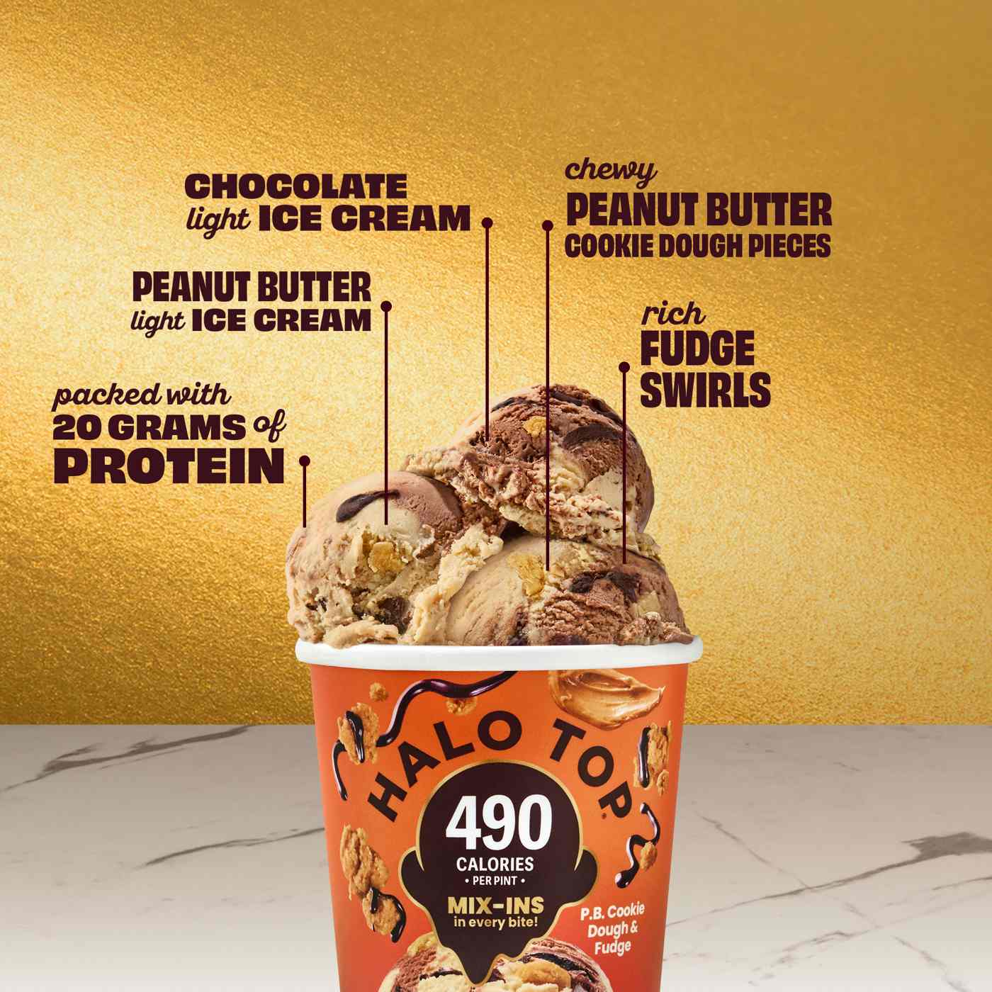 Halo Top Mix Ins 20g Protein P.B. Cookie Dough & Fudge Light Ice Cream; image 2 of 5