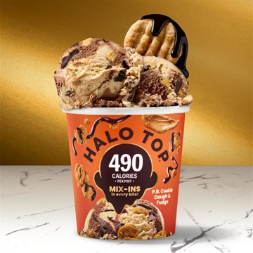 Halo Top Mix Ins 20g Protein P.B. Cookie Dough & Fudge Light Ice Cream, 1 pt