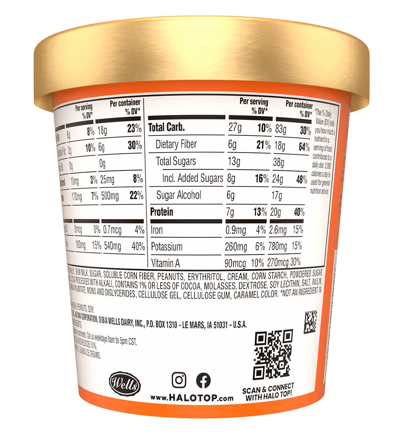 Halo Top Mix Ins 20g Protein P.B. Cookie Dough & Fudge Light Ice Cream; image 4 of 5