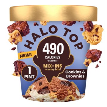 Halo Top Mix Ins 17g Protein Cookies & Brownies Light Ice Cream, 1 pt