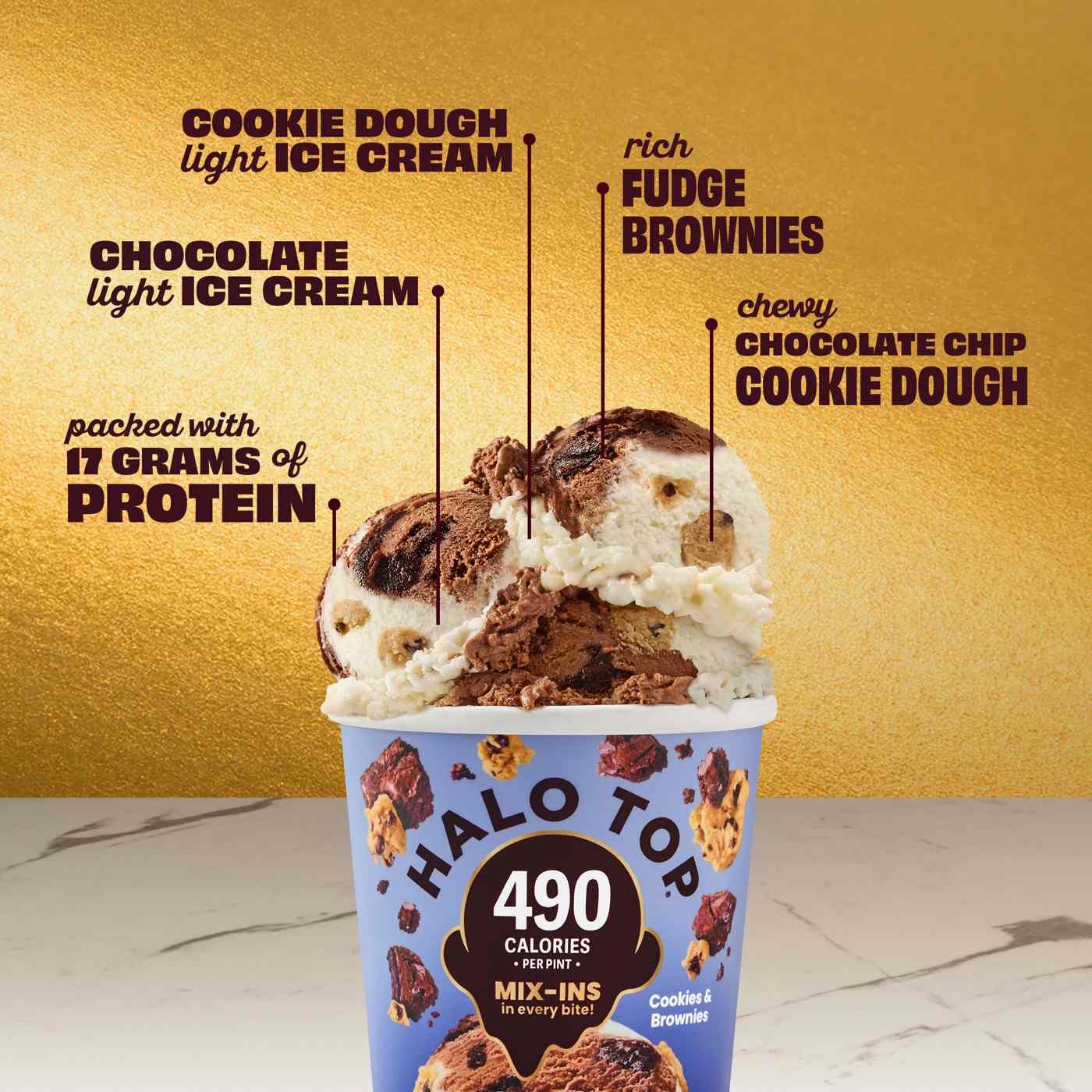 Halo Top Mix Ins 17g Protein Cookies & Brownies Light Ice Cream; image 3 of 5