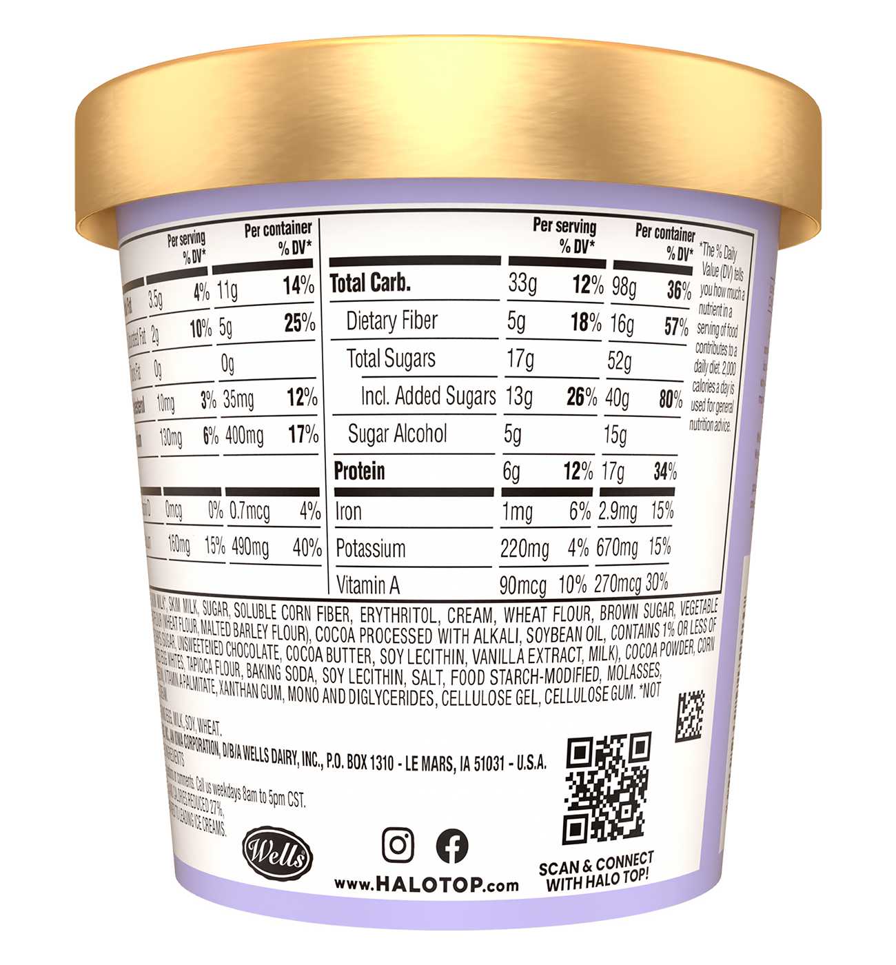 Halo Top Mix Ins 17g Protein Cookies & Brownies Light Ice Cream; image 4 of 5