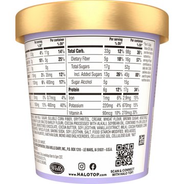 Halo Top Mix Ins 17g Protein Cookies & Brownies Light Ice Cream, 1 pt