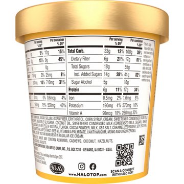 Halo Top Mix Ins 17g Protein Caramel Cookie Crunch Light Ice Cream, 1 pt