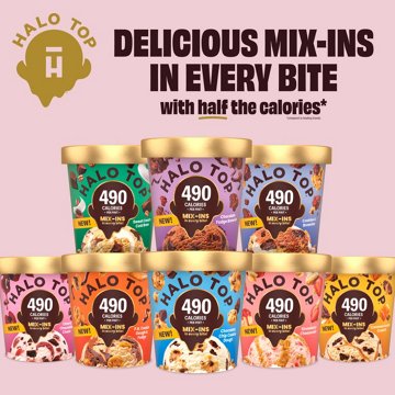 Halo Top Mix Ins 17g Protein Caramel Cookie Crunch Light Ice Cream, 1 pt