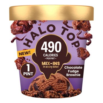 Halo Top Mix Ins 19g Protein Chocolate Fudge Brownie Light Ice Cream, 1 pt
