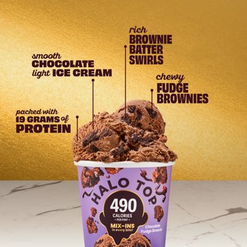 Halo Top Mix Ins 19g Protein Chocolate Fudge Brownie Light Ice Cream, 1 pt