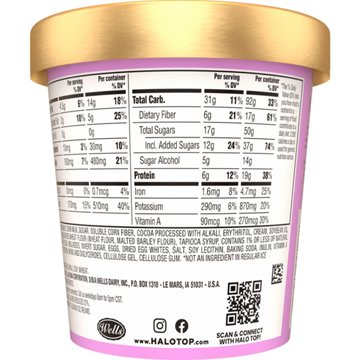 Halo Top Mix Ins 19g Protein Chocolate Fudge Brownie Light Ice Cream, 1 pt