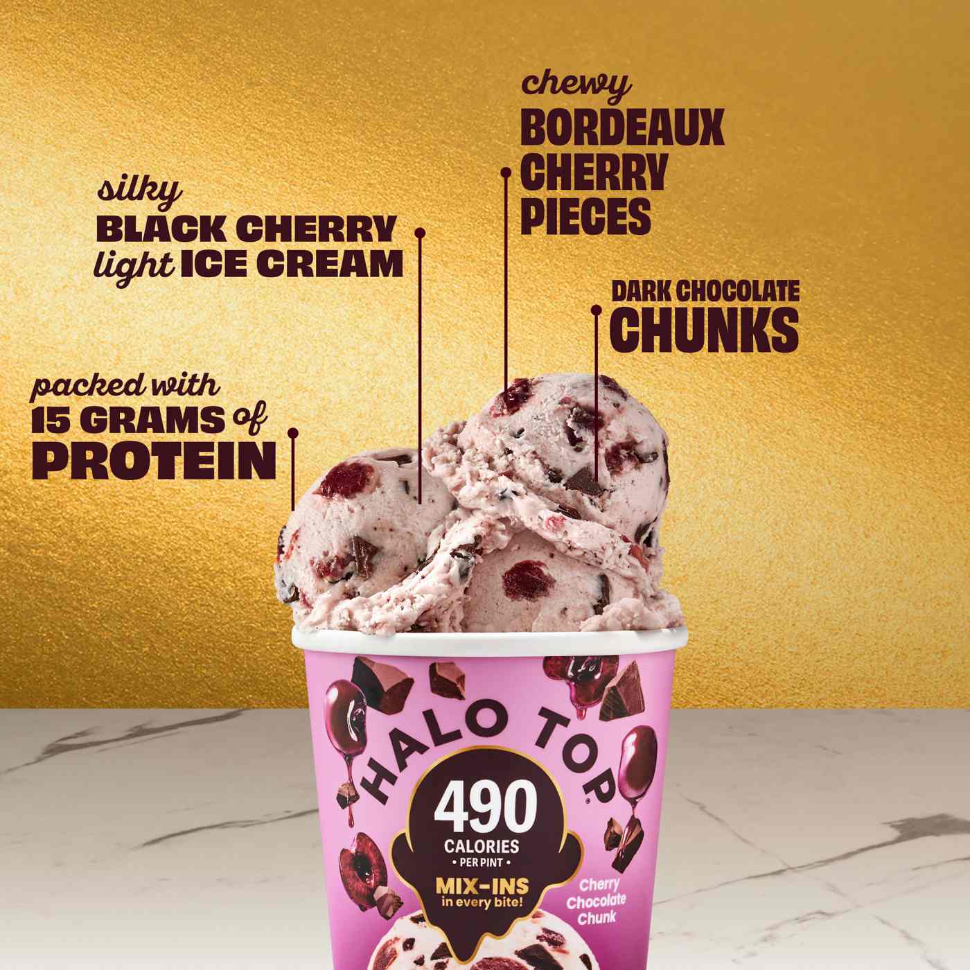 Halo Top Mix Ins 15g Protein Cherry Chocolate Chunk Light Ice Cream; image 3 of 5