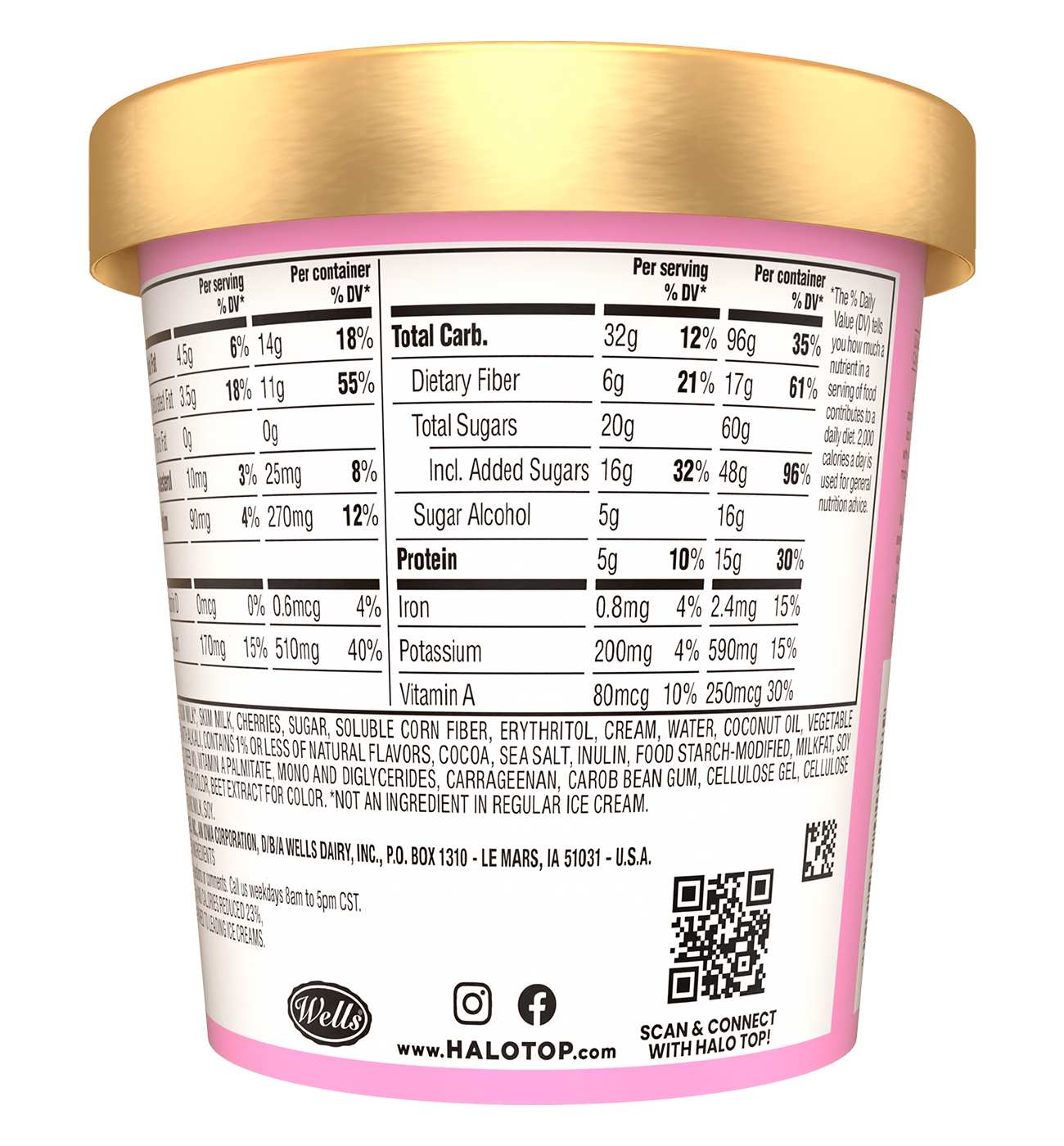 Halo Top Mix Ins 15g Protein Cherry Chocolate Chunk Light Ice Cream; image 4 of 5