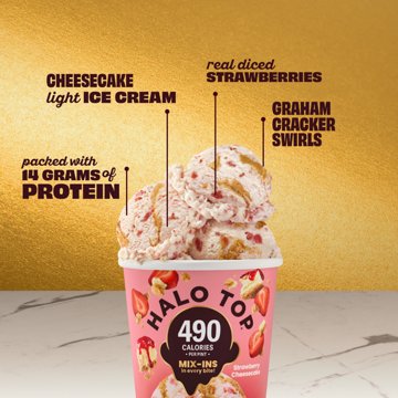 Halo Top Mix Ins 14g Protein Strawberry Cheesecake Light Ice Cream, 1 pt