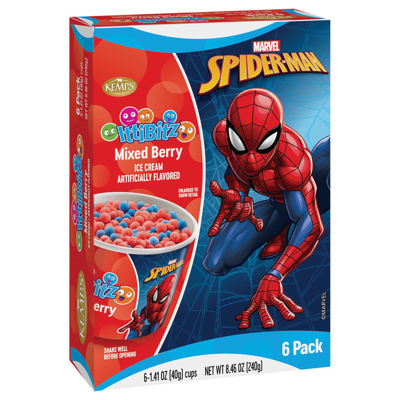 Kemps IttiBitz Spider-Man Mixed Berry Ice Cream Cups; image 4 of 5